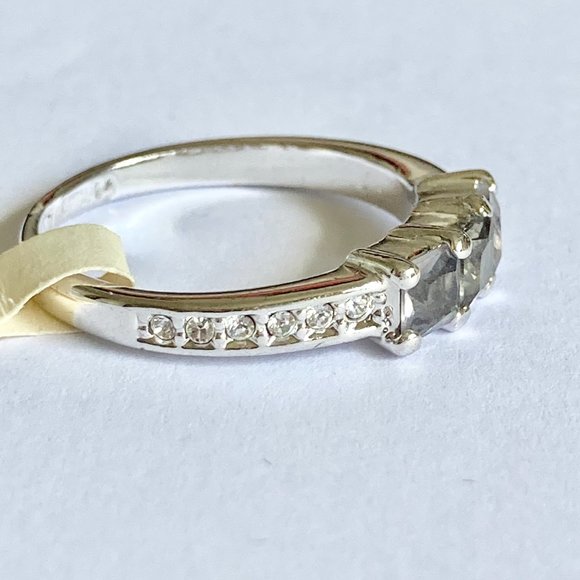 Vintage Smoky Topaz Ring Size 9 Gray Cubic Zirconia Camilla Lucia Simulated - Picture 7 of 10